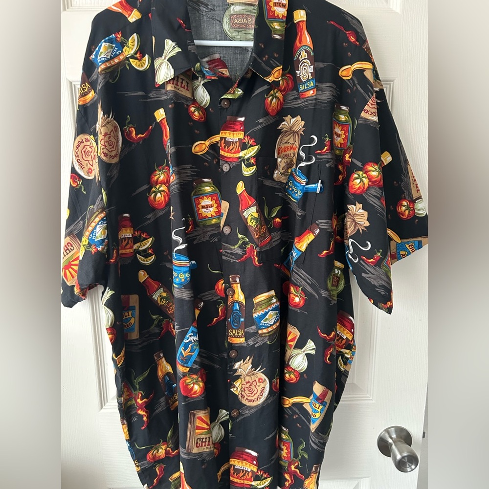 Chili Pepper Print Black Shirt